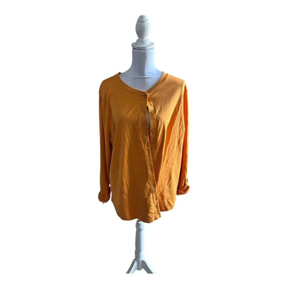 isaac mizrahi Live Essentials Golden Yellow Cardigan Blouse Size XL